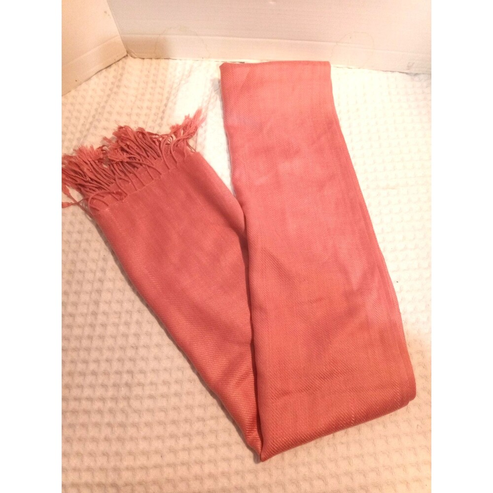Pashmina Scarf Shawl Wrap Pink Fringe Solid 100% Pashmina